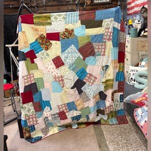 Vibrant Patchwork Quilt Had Made Vintage Fabric